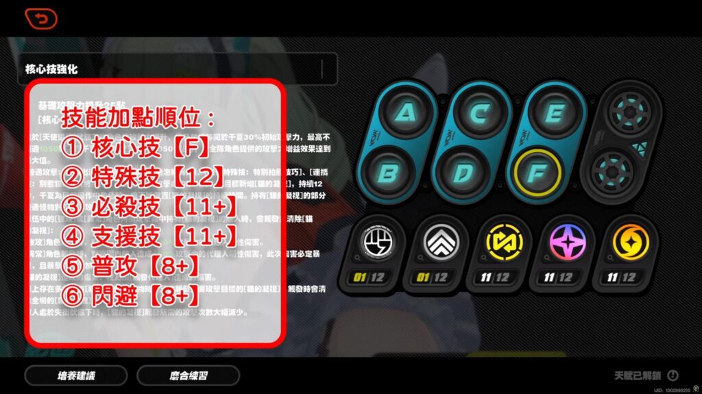 絕區零 千夏 技能加點順位