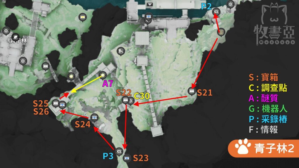 《明日方舟：終末地》清波寨－青子林2全收集標點地圖