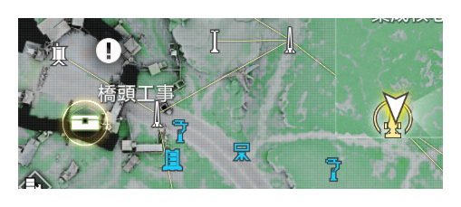 《明日方舟：終末地》探測器使用畫面－方向提示介面與尋寶示意