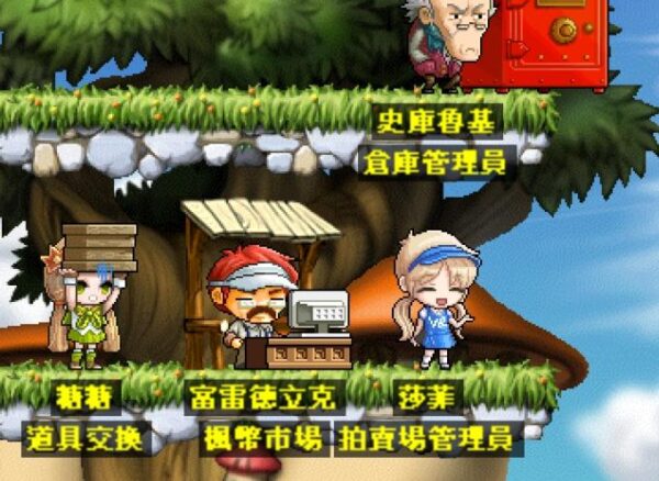 楓星自由市場拍賣區 NPC 位置示意截圖